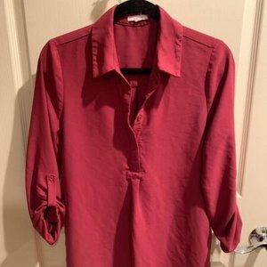 Deep Red Button-up Blouse